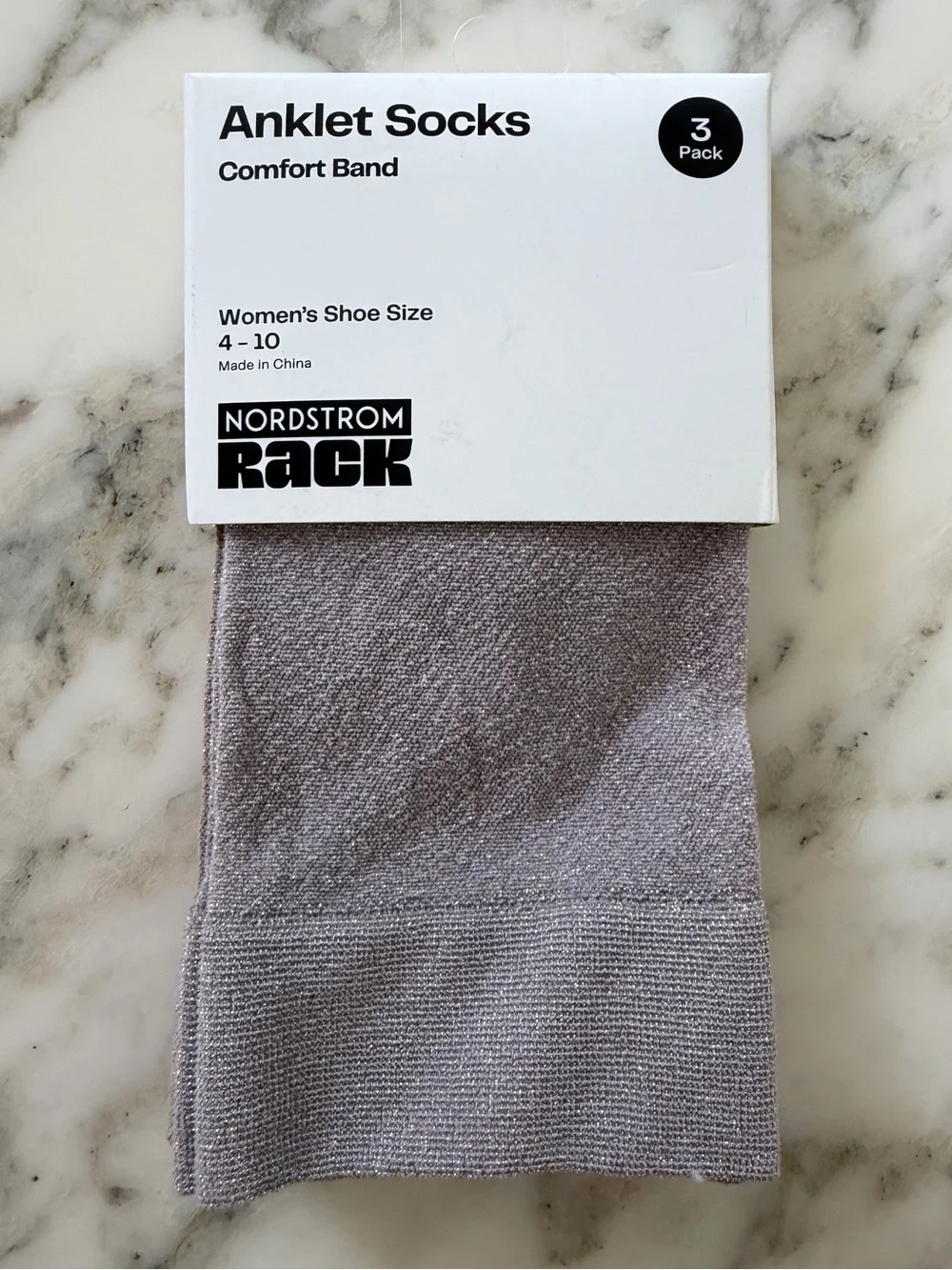 NWT Nordstrom Metallic Anklet Socks 3 Pack Pink Silver Taupe Women’s